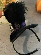 Velvet Mini Top Hat - Mad Hatter - Feathers & Watch - Costume Accessory - Classy