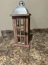 Distressed Brown Wooden Lantern