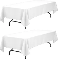 2 Pack WEALUXE White Tablecloths 60x102 inch for 6Ft Table - Washable, Stain...