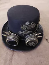 Steampunk Top Hat With Goggles /Gears / Chains. Costume For Men&Women. Sm./Med.