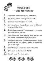 Pekingese "Rules for Humans" - CUSTOM MATTED - Dog Art Print : GIFT