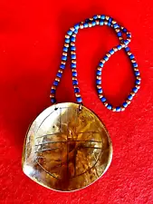 Vintage Medicine Wheel Shell Trade Necklace With Beads