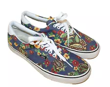 VANS Mens Sneakers Sz 10 Jean Paisley Flower Tennis Shoe Blue Red Green Yellow