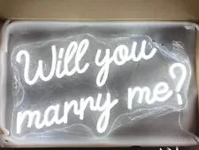 Neon Light “Will You Marry Me?” White Light Proposal Sign For Pictures & Events