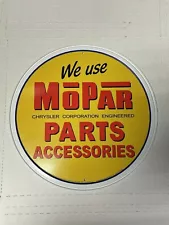 WE USE MOPAR PARTS ACCESSORIES 12" ROUND METAL WALL SIGN