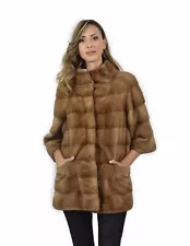 46 mink coat entire skin color horizontal redglow neck piping along 74 cm