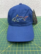 Greg Norman Blue Embroidered Shark Logo Strapback Golf Hat Cap - New With Tags