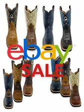 SALE! TJAYZ Mens Leather Western Boots Rodeo Bota Cowboy Shoes work NEW square