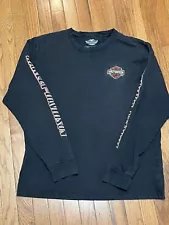 Harley Davidson Genuine Motor Clothes Long Sleeve Shirt L Logo Patch, Fade Black