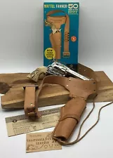 Original Mattel Fanner-50 cap gun, deputy holster, pistol, box bullets set (138)