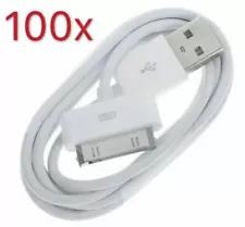 Lot 100 White USB Data Sync Charger Cable Cord For iPhone 4S 3GS iPod Wholesale