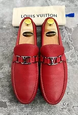 Authentic Louis Vuitton Hockenheim Red Mens Moccasin/Loafer US9.5 EU42.5 UK8.5