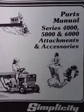 Simplicity 4000 5000 6000 series Lawn Tractor Implement Attachment Parts Manual