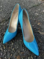 GUESS Heels| Tiffany Blue Teal| Patent Leather Pointy Toe Stiletto Pumps| Size 8