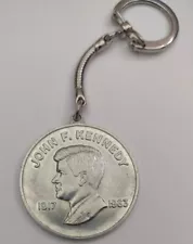 Vintage 1969 Robert F. John Kennedy Silver Dollar Size Key Chains JFK RFK