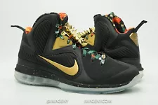 NIKE LEBRON 9 USED SIZE 8.5 WATCH THE THRONE BLACK METALLIC GOLD DO9353-001