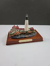 Portland Head Maine Lighthouse Hard Sculpted Resin Figurine on Wood Base