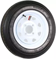 Ecustomrim Trailer Tire and Wheel 4.80 X 12 B/4-Hole-White Spoke Rim - 2 Year Wa