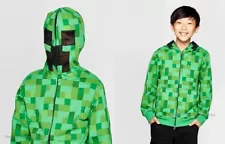 Minecraft Creeper Halloween Costume Size 4-16 Boy Hoodie Jacket Mask Zip Kid NWT