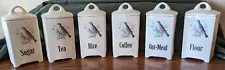 Antique 6-Piece Set Stoneware Bluebird Canisters, Excellent Condition, Hull