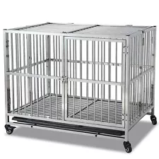 New Listing38-in Heavy Duty Indestructible Dog Crate Steel Escape Proof Dog Cage Kennel ...