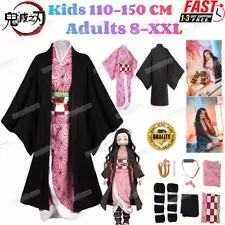 Demon Slayer Cosplay Kamado Nezuko Costume Kids Adults Kimono Halloween Outfits