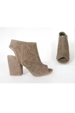 BOOTIE DARK TAN OPEN TOE WITH BACK CUTOUT