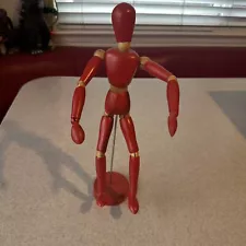 Red Wooden Articulated Artist's Mannequin 13"