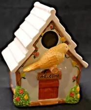 Summer Living Ceramic Welcome Birdhouse with Yellow Finch