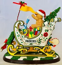 Danbury Mint Green Bay Packers Santa Sleigh Christmas Figurine NFL Football