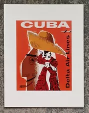 Cuba 1957 Retro Style Vintage Poster Matted 11"x 14" Show Print Sale!!