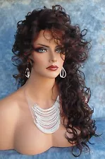 LACE FRONT LONG CURLEY BROWN WIG FS4.30 GORGEOUS SEXY NEW STYLE USA SELLER 228