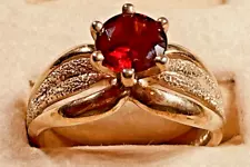 Gold Plated Sterling Silver & Garnet Lady's RING, Size 8 - SALE - SALE - SALE