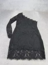 Pierre Balmain Lace Dress Womens 42 Floral Single Shoulder Black NEW