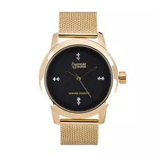 Men's Genuine Diamond Collection Gold Mesh Bracelet Watch