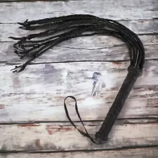 CAT-O-NINE TAILS WHIP | Black Leather Costume Prop