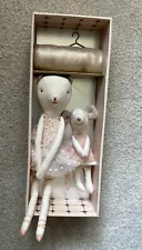 HTF MAILEG Stuffed Cloth Cat & Mouse Ballet Shoe Box Dance Studio-Retired As Is