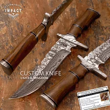 IMPACT CUTLERY RARE CUSTOM UNIQUE FULLER DAMASCUS BOWIE KNIFE