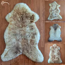 Soft RUSTIC Real Sheepskin Rugs / Authentic European Sheepskin / Wolf tipped fur