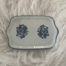 VTG Miniature Tea Tray Doll Approx 3” Blue White Floral