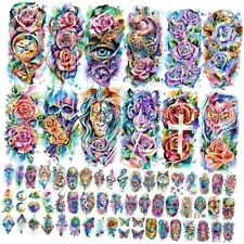 65 Sheets Watercolor Peony Rose Floral Temporary Tattoos For Women Arm Tribal