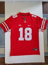 New ListingMen’s Ohio State Jersey Buckeyes Stitched #18 Nike Red Small