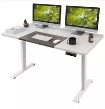 55 in. White Electric Standing Desk Height Adjustable Wooden Workstation