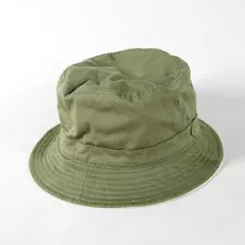 10.5" Olive Green & White Bucket Hat Cap Size in Photos