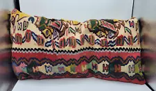 Tribal Wool Vintage Kilim Rug Rectangular Yarn 22" x 11" Multicolor Throw Pillow