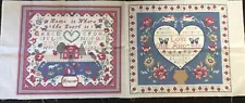 VTG Joan Kessler For Concord Faux Cross Stitch Samplers Two Pillow Panel