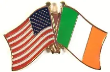 Ireland & US Crossed Double Flag Lapel Pins Irish American Friendship Pin BADGE