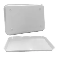 Plastic Eating Food Serving Tray for Cafeteria Lunch Kids 13.25" x 9.75", White