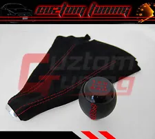 FOR MITSUBISHI 5 SPEED LANCER ECLIPSE EVO SHIFT KNOB RED STITCHING SUEDE BOOT