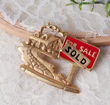 Vintage For Sale Sold Home Real Estate Agent Pin Brooch By AJC